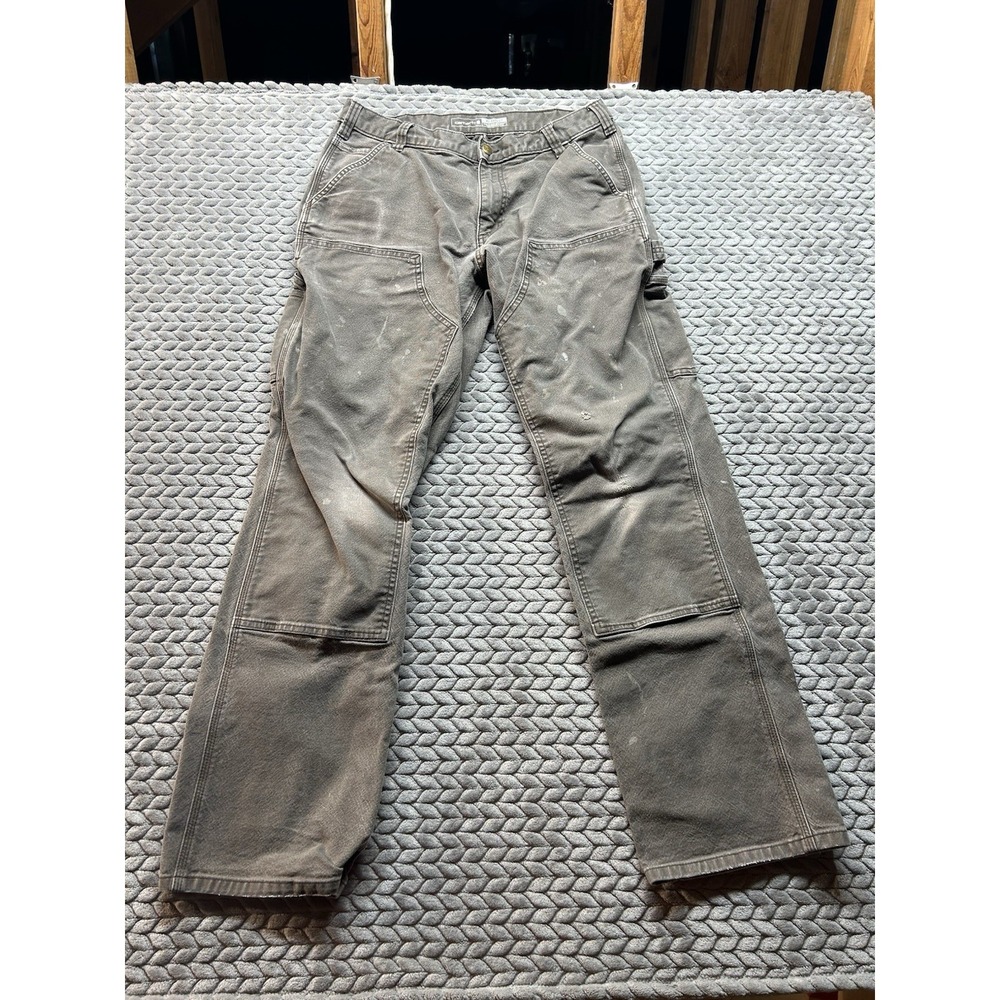 Carhartt Rugged Flex Duck Double Front Work Pants Gray 34x34 Relaxed Fit BN3334